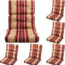 Suzile 6 Pcs Outdoor High Chair Cushion Waterproof Patio Seat Back Cushion 21 x 44 x 3(H) '' Rocking Chair Cushion Cover Thickened Patio Chair Pad for Indoor Outdoor Patio Garden (Bright Color)
