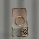 Hython for iPhone 11 Pro Max Case Clear Magnetic Glitter Phone Cases [Compatible with MagSafe] Full Camera Lens Protector Slim Gradient Sparkle Luxury Plating Shockproof Protective Cover Women, Gold