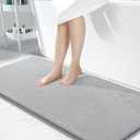 OLANLY Thick Memory Foam Large Bathroom Rugs 50x30, Extra Soft Absorbent Bath Rug, Quick Dry Bath Mat, Non-Slip, Machine Washable Mats for Bathroom, Tub and Shower, Home Decor Accessories, Light Grey