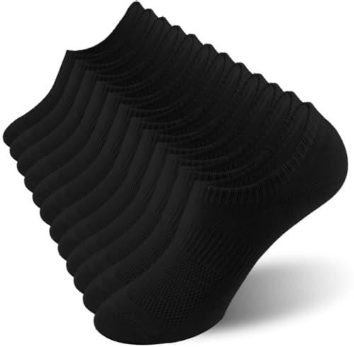 ACCFOD Black No Show Socks Women Cotton Thin Low Cut Non Slip Invisible Liner Socks 5-9, 6 Pairs