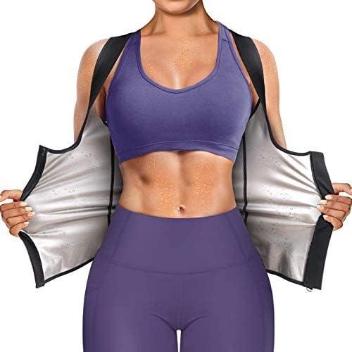 Junlan Sauna Suit for Women Waist Trainer Vest for Women Sweat Tank Top Shaper for Women with Zipper (X-Large, Black)