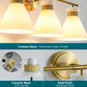 WOSHITU Bathroom Vanity Light Fixtures: 3-Lights Mid Century Modern Vanity Lights for Bathroom Over Mirror, Brushed Gold Wall Sconce Lighting with Frosted Milky Glass Shade for Bath Living Room
