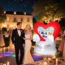 6FT Inflatable Heart Bell Decoration,Valentine's Day Inflatable Decoration,with Built-in Color Flashing Lights, Outdoor Inflatable Decoration for Wedding Celebrations and Proposals