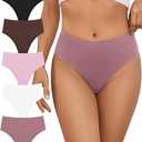 GREENBAA No Show High Rise Bikini Panties Women's Seamless Hi Cut Underwear Pack,Mix3-5Pack,X-Large