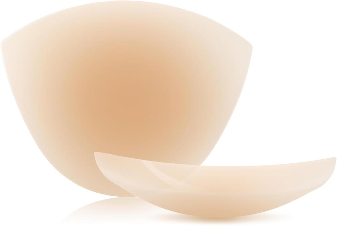 Tucnoeu 2 Pairs Reusable Nipple Covers for Women, Adhesive Silicone Bra Pasties for No Show Strapless Dress, Cream Color, Fits A-C Cups