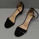 FW FRAN WILLOR Women Open Toe Low Chunky Short Heels Ankle Strap Block Heel Sandals Party Dress Wedding Pump Shoes (10, Black)
