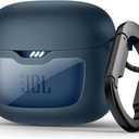 SURITCH Magnetic Bumper Case Compatible with JBL Tune Flex Earbuds, Rugged Shockproof Protective Covers for JBL Tune Flex with Magnetic Lid Lock & Carabiner & Cleaning Kit & Removal Tool, Navy