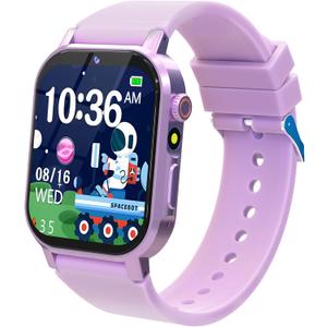 Kids Smart Watches Girls Age 3-12, Smart Watch for Kids with 32 Games HD Touch Screen Camera Video Alarm Music Audiobooks Pedometer Flashlight 12/24 hr Toys Birthday Gifts for Girls Ages 5 6 7 8 9 10 (Purple)