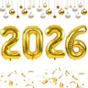 TONIFUL 2026 Graduation Balloons 42Inch Gold 2026 Number Balloons Aluminum Foil Mylar Balloons for New Year Eve Graduation Decorations Class of 2026 Christmas Anniversary 2026 Grad Party Supplies
