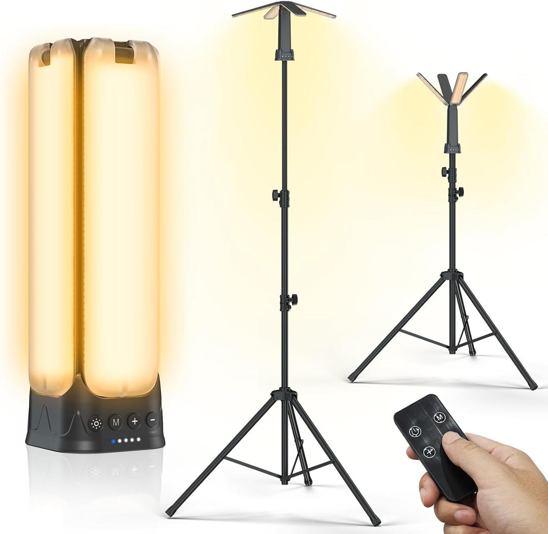 Clemas Camping Lights with Remote & Stand 8.2 Ft,14000 mAh Rechargeable Camping Lantern Tent Light, 6000 Lumen Magnetic Work Light,Portable Outdoor Light for Hiking,Camping,Emergency,Power Outages