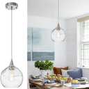 WILON Pendant Lights Kitchen Island Modern Brushed Nickel Ceiling Light Clear Glass Striped Shade Fixtures for Dining Room Hallway