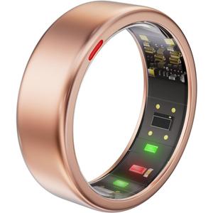 Smart Ring for Women Men- Sleep/Fitness/Stress/Heart Rate Tracker- Menstrual Records - 7 Days Battery Life - Wireless Charging - No APP Subscription - iOS & Android Compatible (Rosegold, 7)