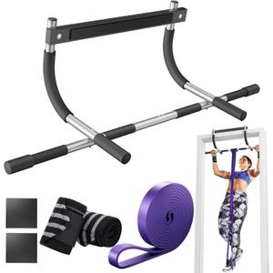 TOPOKO Upgrade Pull Up Bar for Doorway - Max Capacity 440 lbs, Portable Upper Body Workout Bar for Strength Training