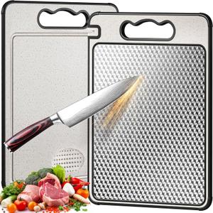 Titanium Cutting Board Double Sided 14.49.8,Titanium/Wheat Straw Non Toxic Lightweight Chopping Board for Kitchen,Separately Handle Meat and Vegetables,Scratch Resistant Mesh Design,Dishwasher Safe (Black)