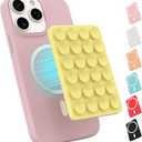 Magnetic Suction Phone Mount for MagSafe Case,Silicone Sticky Phone Grip Holder for iPhone,Removable Hands-Free Selfie/Video for TikTok & Instagram Influencer/Creator (Yellow)
