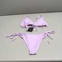 ZAFUL Women's Triangle Bikini Floral String Bikini Set Two Piece Swimsuit Bathing Suits , (Small, 1-light Purple)