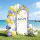 AIBIIN 6ft Lemon Wedding Arch Backdrop Cover, She Found Main Squeeze Arch Covers, 2-Sided Round Top Chiara Blue Tile Bridal Shower Party Arch Decorations