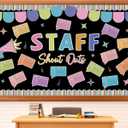 2 x Staff Shout Out Bulletin Board Decorations Staff Shout Outs Bulletin Board Set Appreciation and Recognition DIY Craft Cutouts for School Classroom Office Employee Appreciation Wall Door Decor Supplies, 59.055 inches x 35.43 inches