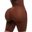 SHAPELLX Body Suit Tummy Control Shapewear Butt Lifting Body Shaper High Waisted Shapewear for Women Tummy Control Slip Shorts Butt Lifting Shapewear Higher Power (Brown, X-Large)