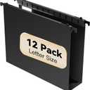Extra Capacity Plastic Hanging File Folder Letter Size,12 Pack Reinforced Hang Folders with Heavy Duty 2 Inch Expansion,Durable Hanging Organizer Designed for Bulky Files(Black)