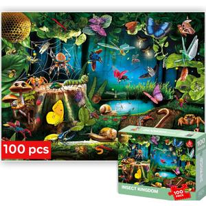 QUOKKA 100 Piece Puzzles for Kids Ages 4-6  Floor Kids Puzzles Ages 6-8 Year Old  Toy for Learning Forest Bugs for 8-10 yo  Jigsaw Toddler Game for Boy and Girl Age 3-5