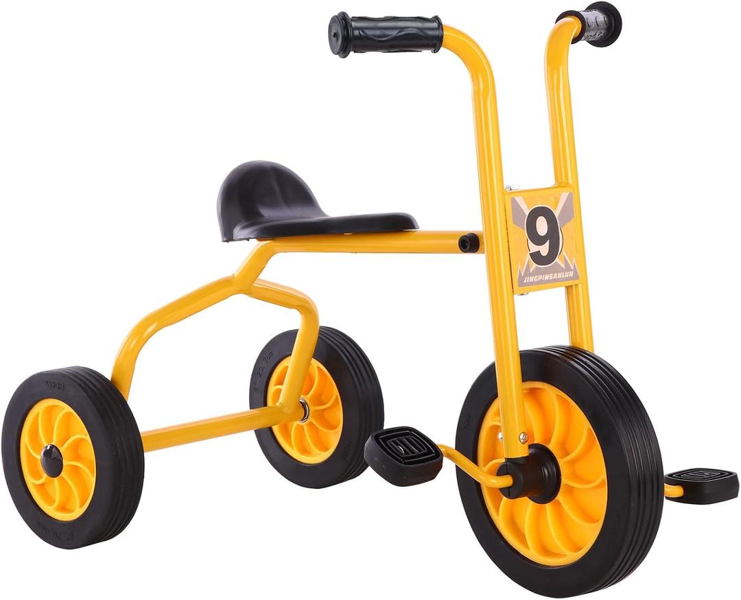 Kids Tricycle for Rider Age 2+, Big Wheel Kids Trike with Rubber Wheels, Preschool Daycare Kids Bike, Birthday Toys Gift for Boys and Girls (Yellow 1)