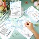 Estune 331 Pcs Bridal Shower Games Supplies, 5 Sets 250 Pcs Wedding Cards 1 Bridal Shower Games with 60 Rings and 20 Pencils (Blue Bow)