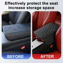 Mandark Car Center Console Cover, Leather Vehicle Armrest Seat Box Pad with 2 Storage Bags, Automotive Interior Arm Rest Protector Accessories, Universal for SUV, Sedan, Truck(Black)