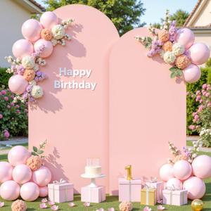 Dusty Rose Photo Arch Backdrop Cover Set of 2 for Party Spandex 7.2 and 6ft Arch Covers Stretchy Backdrop Baby Shower Balloon Arch Stand Covers for Girls Birthday Wedding Bridal Shower Background