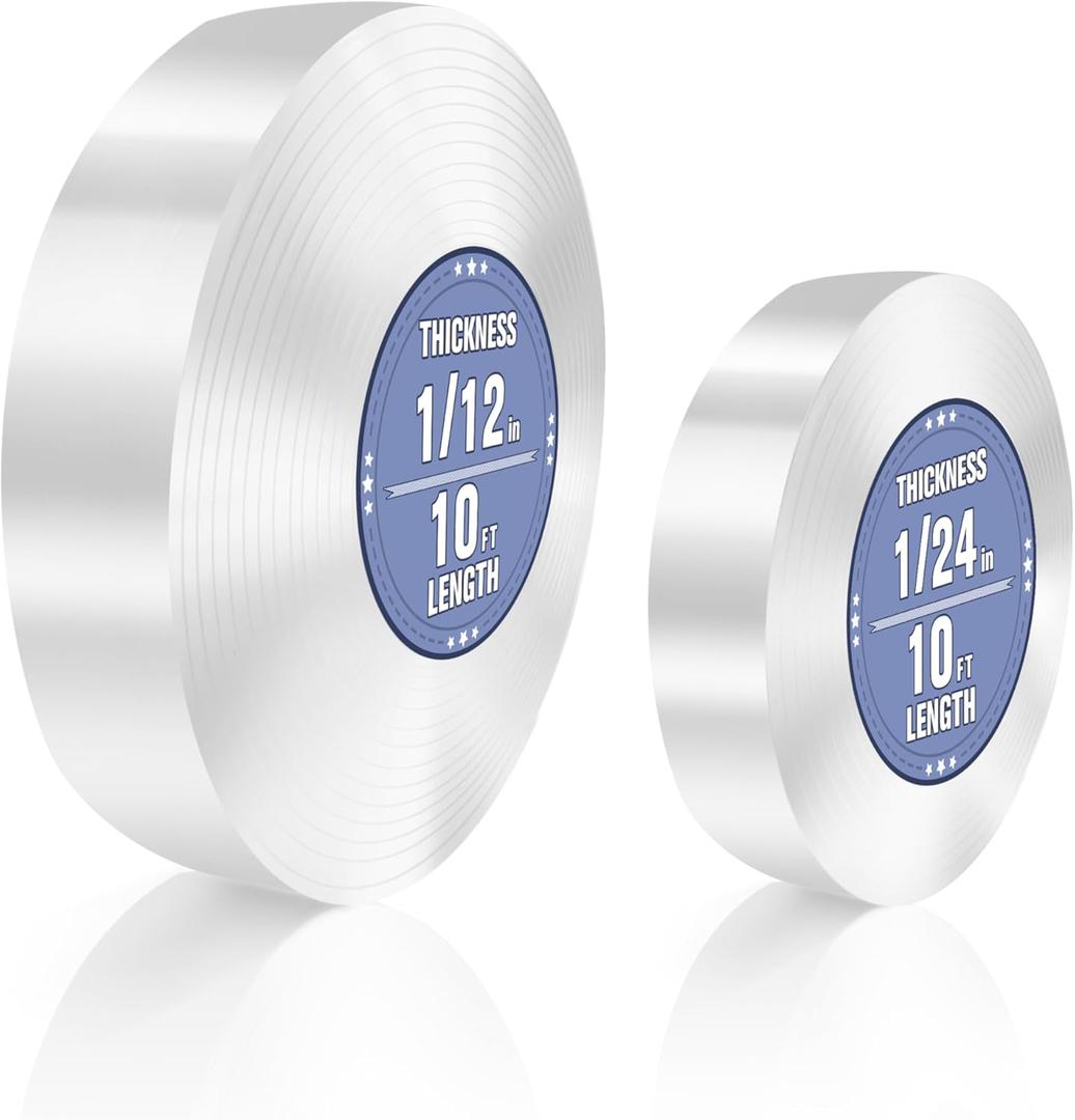 2 x 2 Rolls Double Sided Tape Heavy Duty, Clear Nano Tape, 0.8'' x 120'' Two Sided Mounting Adhesive for Walls Posters Carpet, Removable Space Gel Strip, 1/12" & 1/24" Thick