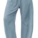 TARSE Womens Barrel Sweatpants Loose Fit Lounge Pants Casual Wide Leg Pants Cotton Comfy Elastic Waist Joggers with Pockets (Medium, Light Gray Blue)