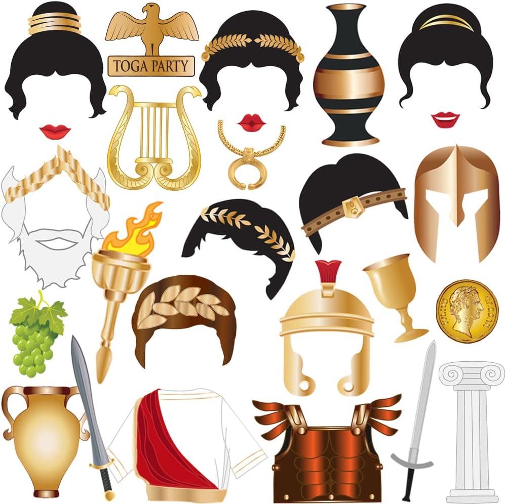 27pcs Toga Party Photo Booth Props, Ancient Greek Photo Booth Props, Tvorvik Toga Party Decorations, Ancient Roman Themed Decorations, Suitable for Greek Mythology Birthday, Gladiator Birthday