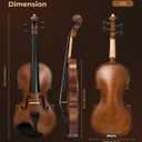 Vangoa 4/4 Solid Wood Acoustic Violin Full Size Fiddle Set for Beginner Adult Student Teen Kids with Violin Case, Bow, Rosin, Shoulder Rest, Tuner, Strings, Natural