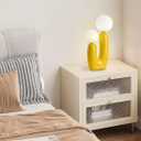 Yellow Cactus Shape Table Lamp Creative Resin 2 Lights Nightstand Lamp 3 Colors Creamy Globe Glass Dimmable Light Fixture for Bedroom Living Room Kids Room Office Cafe