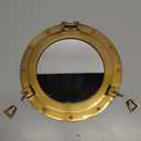 Porthole Mirror - 10 Inch Brass Finish | Nautical Wall Dcor for Bathroom and Bedroom | Antique Wall Mounted Aluminium and Steel Alloy Vintage Port Hole Window Dcor