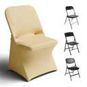 Trlyc Spandex Folding Chair Covers 100 Pcs Universal Fitted Stretchy Dining Chair Slipcovers for Wedding Party Banquet Flat-Front Chair Cover (Gold)