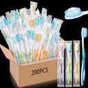Maxcheck 200 Pack Colorful Prepasted Disposable Toothbrushes Bulk Individually Wrapped Toothbrushes with Toothpaste for Travel Hotel Donation Homeless Gift (Blue,Orange,Green,Purple)
