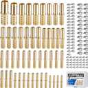 48PCS Brass Hose Barb Fitting,Barb Splicer Mender Hose Fittings 1/8" 3/16" 1/4" 5/16" 3/8" 1/2" 5/8" 3/4" with 96Pcs Stainless Steel Pipe Hose Clamps for Air/Fuel/Water/Oil Hose