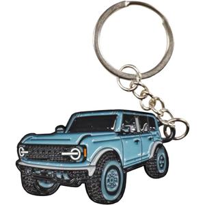 For Bronco Car Keychain, Car Fob Cover Cool Mods Accessories, 4-Door Auto Key Fob Holder Compatible for Bronco 2021 2022 2023 (Blue)