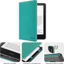 CoBak Case with Stand for Kindle Paperwhite 12th Gen 2024 Released (7") & Kindle Colorsoft Signature Edition - Durable PU Leather Cover with Auto Sleep Wake, Card Slot, Hand Strap Feature, Jade