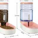Automatic Dog Cat Feeder and Water Dispenser Gravity Food Feeder and Waterer Set with Pet Food Bowl for Small Medium Dog Puppy Kitten, Large Capacity 1 Gallon x 2(Pink)