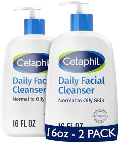 Cetaphil Face Wash, Daily Facial Cleanser for Sensitive, Combination to Oily Skin, NEW 16 oz 2 Pack, Gentle Foaming, Soap Free, Hypoallergenic
