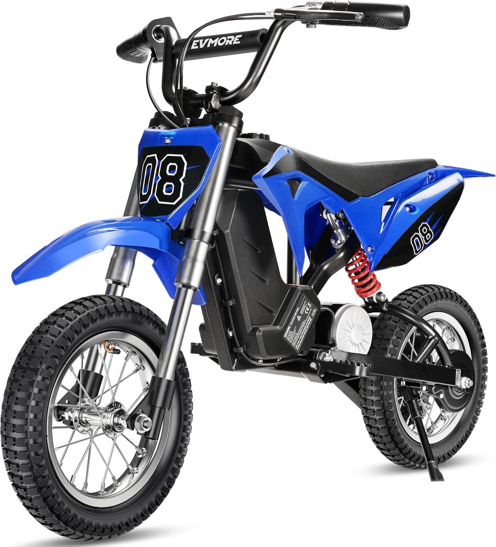 36V 350W Kids Electric Dirt Bike - Fast Speed Electric Motorcycle Up to 16 MPH & 10 Miles Long-Range, 3-Speed Modes, Twist Grip Throttle, Dual Suspension & Brakes for Kids Ages 5-8 (Blue)