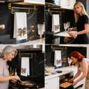 Gingerbread Bow Christmas Waffle Towel, Cookie Hand Towel, Holiday Dish Tea Towels. 16x24 Inch. Decor for Christmas Kitchens/Bathrooms. Gift for Bakers & Women. (White Christmas-06)