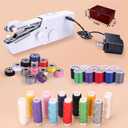 Handheld Sewing Machine, with Elegant Wooden Sewing Box and 153-Piece Sewing Kit, Mini Portable Cordless Hand held Sewing Device, Perfect for Adults, Beginners, and Quick Home Repairs