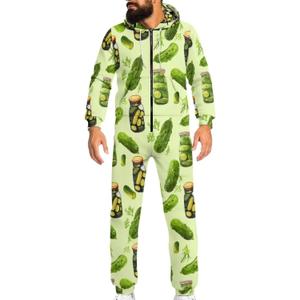 Christmas Men Women Long Sleeve Onesie Jumpsuit, Unisex Hoodie Sweatsuit Jogging Athletic Suits, Cozy Onesie Pajama (M)