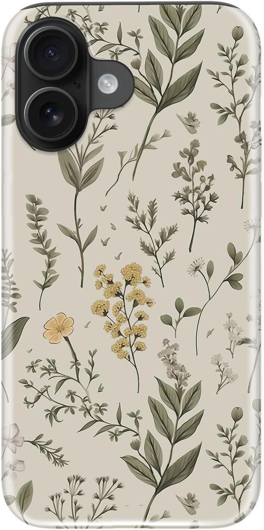 for iPhone 16 Case Cute - Wireless Charging Compatible - Dual-Layer Hard Shell + Silicone Cover - Aesthetic Protective Phone Case for Women - Floral Whisper