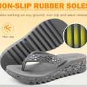 ONCAI Women's Wedge Flip Flops with RhinestoneRecovery Dressy Walking Sandals for Women with Comfortable Arch Support Cushion Yoga Mat Summer Rubber Soles(US Size 5-11) (6, Grey)