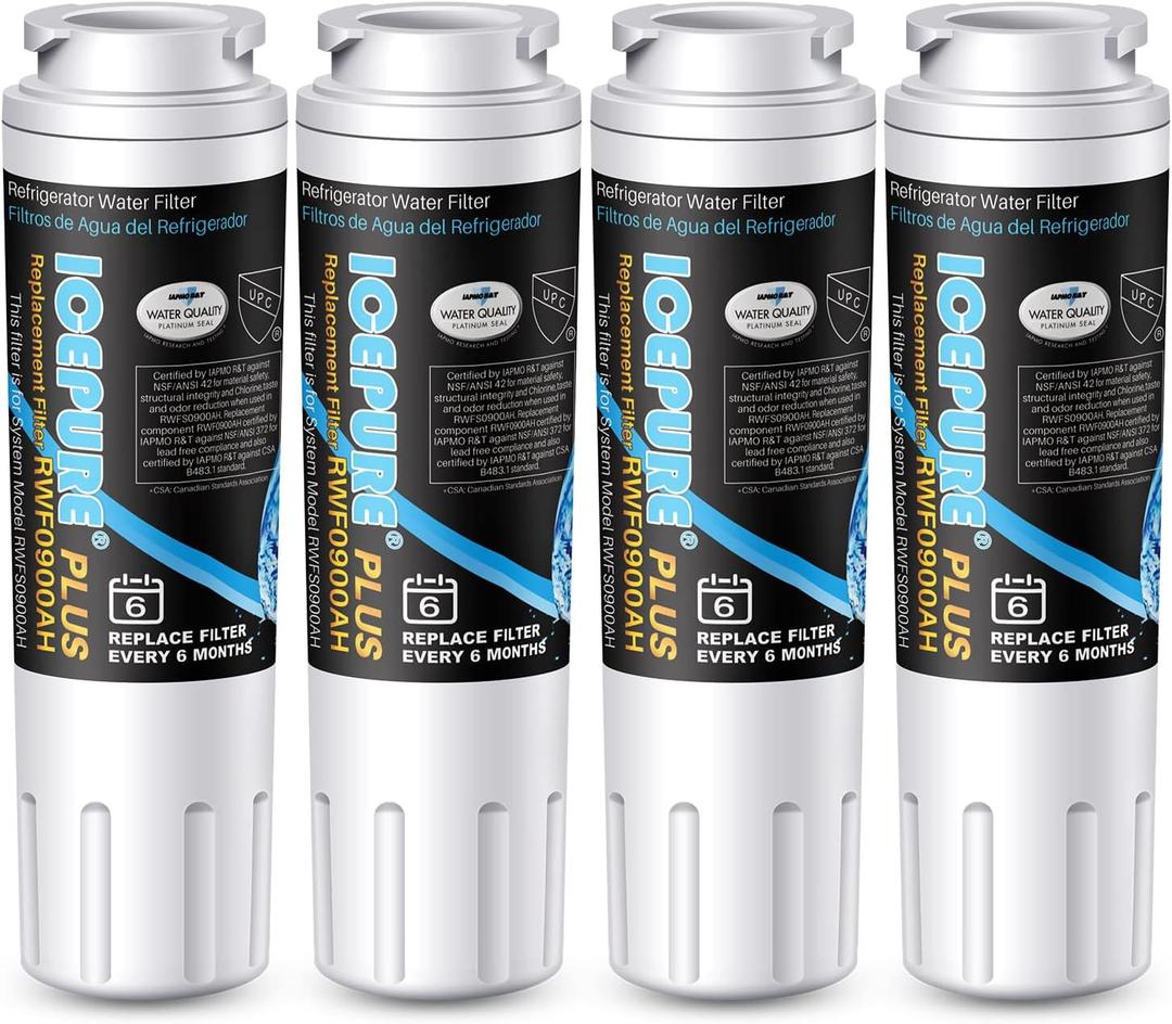 ICEPURE PLUS NSF/ANSI 53 Certified UKF8001 Refrigerator Water Filter Compatible with Maytag UKF8001, UKF8001AXX, UKF8001P, Whirlpool 4396395, 469006, EDR4RXD1, EveryDrop Filter 4, 4 Pack