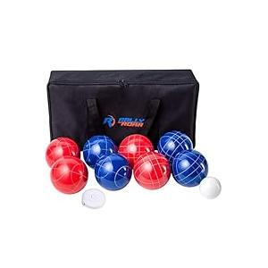 Rally and Roar Backyard Bocce Ball Game Set - 8 Balls, Pallino, Carry Case, Measuring Rope - 107mm